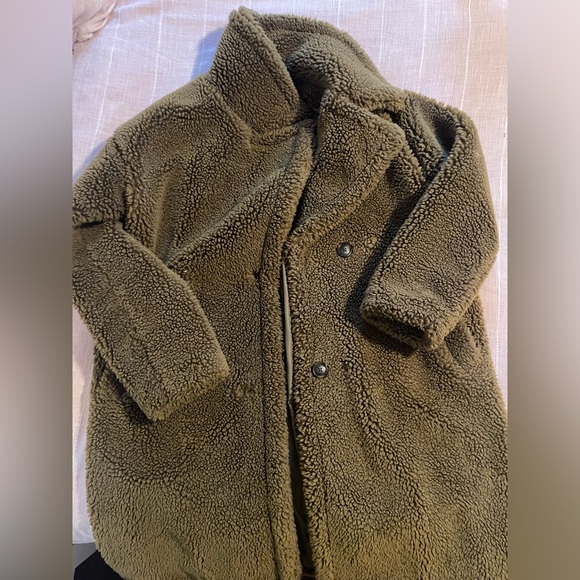 Faux Sherpa Coat Green - Picture 2 of 9